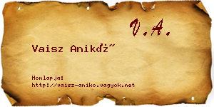 Vaisz Anikó névjegykártya
